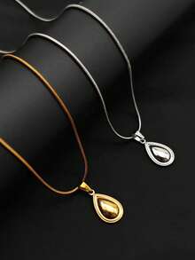 1 chiếc dây chuyền mặt dây hình giọt nước và hình thoi hình học mạ vàng 18K bằng thép không gỉ, kiểu dáng độc đáo và thanh lịch theo phong cách Châu Âu và Mỹ. - Nhiều màu - Xem 2