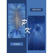 7JHH WIGS Peluca De Novia Larga Y Ondulada De Color Azul Para Disfraz De Cosplay De Sirena Para Fiesta De Halloween De Fibra Natural Resistente Al Calor Y A Altas Temperaturas Para Mujer - Novia Azul - Ver 4