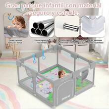 Corralito Para Bebe Corral 1.2m X 1.2m De Juegos Niños Bebés Gris Jirafas - Gris - Ver 4
