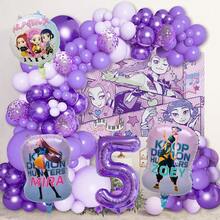 1 Set Luftballons mit Zahlen 1-9 für Hexenjäger, inklusive flieder, blass und violett Hintergrundtuch, geeignet für Kindertage, Geburtstagsfeiern, Familienzusammenkünfte - Übersicht 7