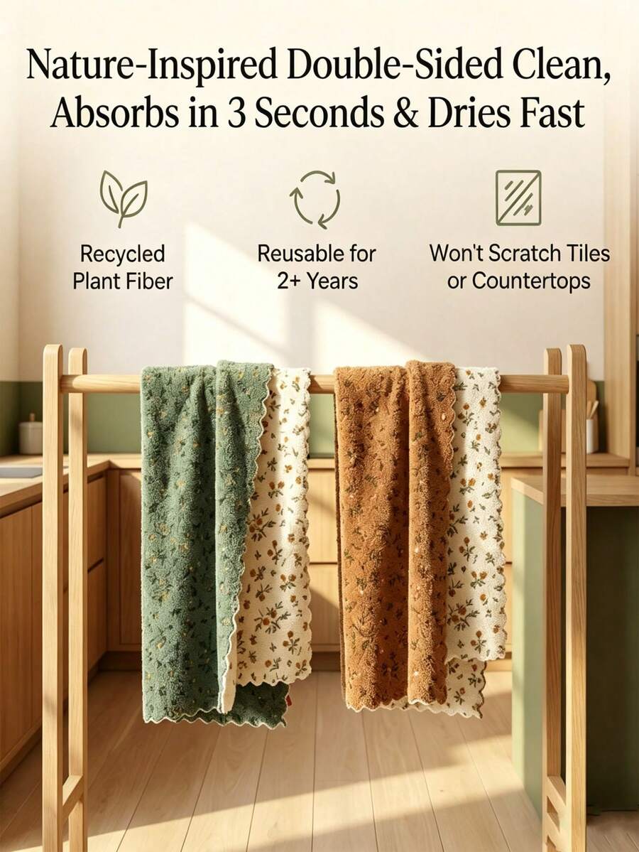 8pcs Floral Pattern Face Towel Set, Quick-Drying, Thickened, Soft & Breathable, Highly Absorbent. Suitable For Face, Body, Hand Drying, Bathroom Use. Includes Reusable Towels.