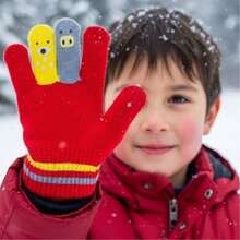 Pair Of Printed Thermal Children's Gloves – Fun Winter Gloves For Boys And Girls, Comfortable And Warm - SX-16 coelho rosa duas cores - Xem 10