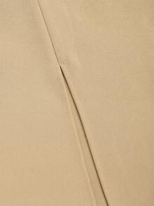 Vela Rue Elegant Commuter Solid Color Slit Skirt Spring - Khaki - View 4