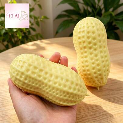 1pc Tong Le Yuan Peanut Squeeze Toy Slow Rebound Stress Relief TPR Realistic Peanut Shape For Adults Light Luxury Classy Packaging Random YLES