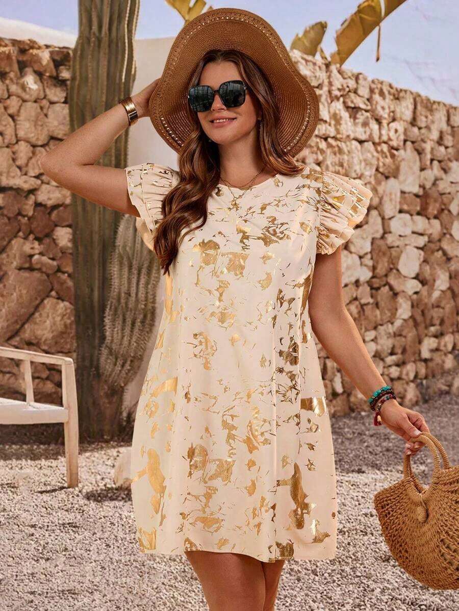Vestido midi de manga corta con textura de unicolor para mujer de talla grande, atuendo de verano para mujer, atuendo de primavera para mujer, vestidos casuales para mujer, atuendos de vacaciones para mujer, atuendos de campo para mujer, atuendos de vacaciones de verano, vestido blanco de talla grande, vestidos casuales de talla grande, ropa de verano de talla grande para mujer, atuendos de verano de talla grande para mujer, ropa de talla grande para mujer, vestido de talla grande, vestido casual Zanzea para mujer de talla grande - Multicolor - Ver 1