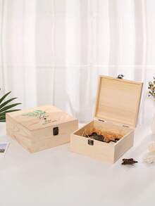 1pc Personalized Wedding Themed Wooden Storage Box, Customized Name Wedding Partner Souvenir Box, Party Desktop Decoration Gift Box, Wedding Gift Box - Multicolor - View 9
