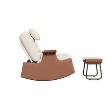 Poltrona a dondolo con poggiapiedi, poltrona a dondolo con poggiatesta, poltrona reclinabile con schienale regolabile, poltrona relax, poltrona per allattamento, poltrona da lettura per soggiorno, camera da letto, beige - Beige - Visualizzare 9