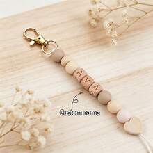 1pc Customized Keychain, Heart-Shaped Charm, Macaron Color Beaded, Mother's Day Gift, Handmade Gift, Bag Decor, Personalized Name Keychain - Heart Keychain - View 9
