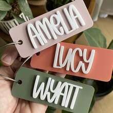 Personalized Acrylic Name Keychain, Customized Acrylic Name Tag For Bags, Lunchbox, Diaper Bag, Vintage Style Name Customization, Cute Gift Accessories - C-name Iron Ring Keychain - View 3