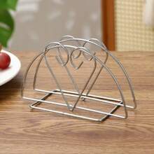 1pc Metal Napkin Holder, Creative Tabletop Decor, Minimalist & Practical Paper Towel Rack For Kitchen & Dining Room - Silver - View 10