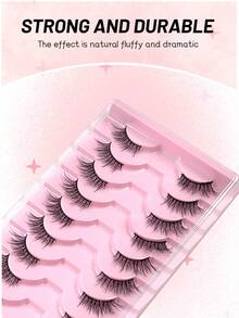 10 Pairs 5-11mm Half False Eyelashes Dense Crossed Natural Look Wispy Fluffy Cat Eye Lashes Reusable Soft Lightweight For Daily Makeup - View 7