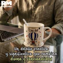 Taza Cerámica Feliz Día del Padre Incluye Cuchara y Tapa o Platito con Caja para Regalo Color Azul - GLOBO - Ver 6