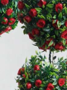 1pc Artificial Rose Flower Ball Hanging Planter, Decorative Faux Greenery With Jute Rope, Bohemian Style Indoor Hanging Decor, Suitable For Living Room, Bedroom, Garden, Farmhouse Home Decor, Indoor Planter, Elegant Flower Ball Hanging Ornament, Ideal For Wedding Or Party Decoration, Great For Balcony, Patio And Window Hanging - Style a - View 6