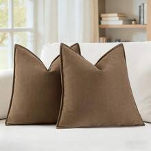 1pc Chenille Herringbone Pattern Throw Pillow Cover (Pillow Insert Not Included), Farmhouse Style Home Decor Sofa Cushion Cover, Solid Color Home Decoration Suitable For Bedroom, Balcony, Living Room, Dining Room - Coffee Brown - View 2