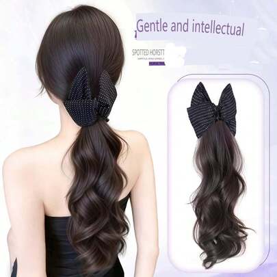 Faux Hair Ponytail Clip-On, Realistic Long Curly French Layered Ponytail Hair Extensions For Women