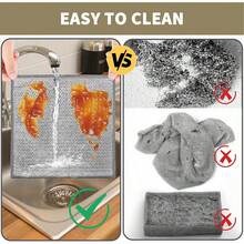 5 Pa -Sided Metal Wire Dishcloth, Reusable Non-Scratch Cleaning Pads With Fabric Side For Nonsti Cookware, Pots, Pans & Kitch Cleaning Variant 2 - 5 - 查看 5