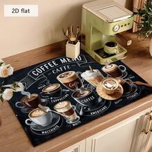 1pc Coffee Drying Mat, Coffee Machine Pad, Chalkboard Style Coffee Menu Pattern Absorbent Draining Mat For Cafe Dining Table, Multipurpose Drainage Pad, Home Gift, Desktop Decor - XYLSD-249 - View 4