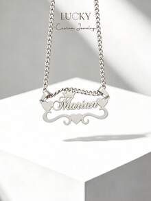 Customized Name Necklace, Double-Layer Gold-Plated Personalized Letter Necklace, Minimalist Daily Style, Customizable Exclusive Text. Product Includes Gift Box, Suitable As Valentine's Day Gift, Birthday Gift, Mother's Day Gift, And Everyday Gift. - Necklace - View 19