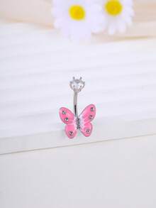 1 pieza Anillo de ombligo de acero inoxidable 316L ligero con diseño de mariposa, adecuado para regalos y uso diario - Mariposa - Ver 13