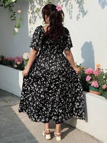 GalTyme Vestido casual con estampado floral pequeño para mujer talla grande, primavera/verano - Multicolor 3 - Ver 2