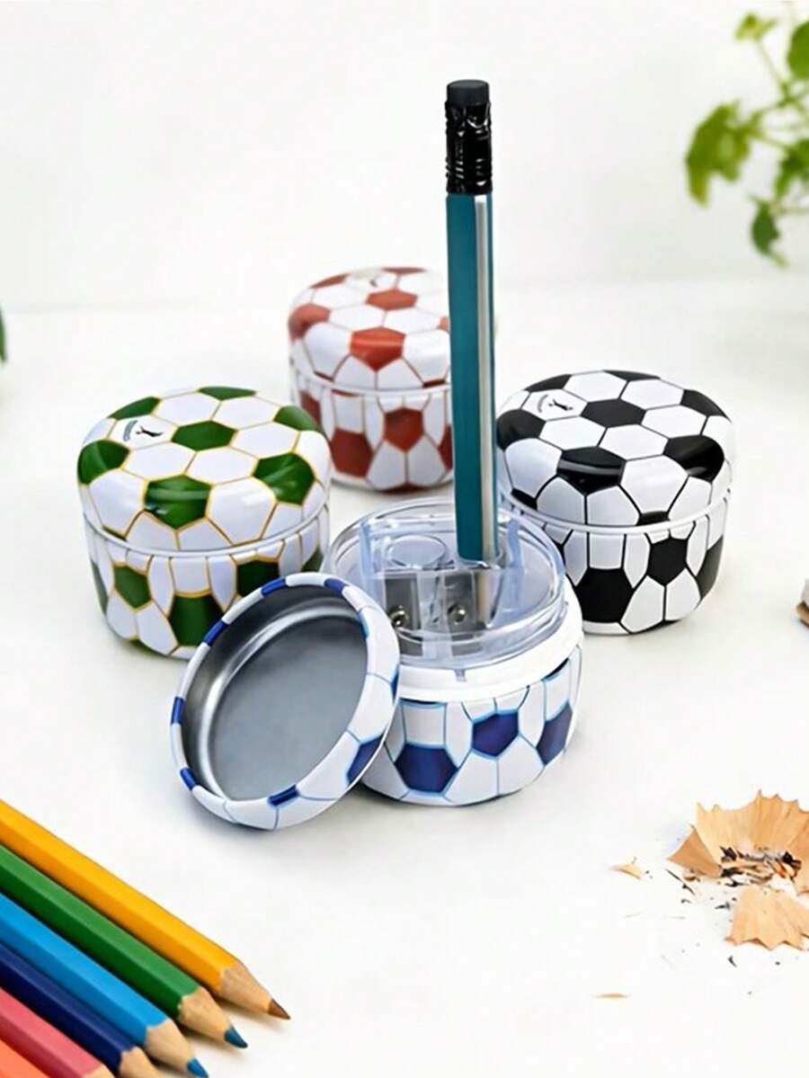 可攜式足球造型鉛筆削筆器,雙孔手動鉛筆削筆器,無需電池,小巧便攜,適合兒童、開學季、辦公室、居家用品,理想的節日派對禮物、教室禮物、開學禮物、畢業禮物 - 足球款 - 查看 1