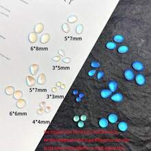 30pcs Blue Matte Frosted Diamond Nail Art Decor, Oval Waterdrop Rhinestone Combo DIY Accessories - A - View 4