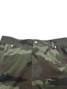 男士戶外長褲 春夏秋季休閒時尚迷彩多口袋運動工裝褲 - 軍綠色 - 查看 4