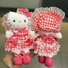 SANRIO 1个三丽鸥Hello Kitty女仆蕾丝蝴蝶结长腿毛绒娃娃钥匙扣挂件，节日礼物 - 彩色 - 查看 5