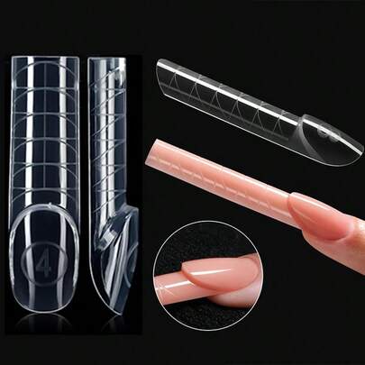 24pcs Space French Dual-Mode 12 Sizes Nail Extension Tips, Suitable For Quick Shaping Nails, Multi-Functional Manicure Tool, Fit For Home DIY Manicure And Nail Art