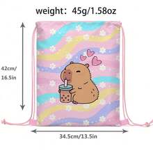 Drawstring Bag - Lightweight And Durable, Cute Design, Capybara Print - Perfect For School, Sports, Travel And Toy Storage - Drawstring Sports Bag - View 3
