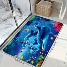 Alfombra de baño con diseño de delfín azul soñador, antideslizante, alfombra de piso para inodoro, alfombra antifatiga con forma de U, cómoda alfombra para estar de pie, decoración del hogar - Multicolor - Ver 16