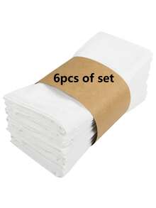 6条装布餐巾，柔软耐用，可水洗，日常餐桌装饰，适用于用餐、自助派对、婚礼、春季节日、复活节等场合。 - 白色 - 查看 1