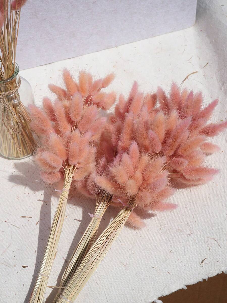 60/120/180/240pcs Bunny Tail Grass - Bohemian Artificial Flower Bouquet, Suitable For DIY, Home And Wedding Decor, Farmhouse Style, Suitable For Christmas, Thanksgiving, Valentine's Day, Mother's Day - Light Pink Rabbit Tail Grass - View 1