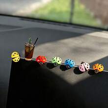 6pcs Micro Landscape Creative Cute Mini Ladybug Beetle Decor, Car Interior Dashboard Screen Ornament, DIY Decoration Accessories - Ladybug - View 3