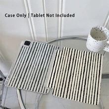 1 件装黑白竖条纹印花平板电脑保护套，创新折叠支架，多种观看角度，适合工作和娱乐，是现代用户的理想之选。保护套带笔槽，兼容 iPad Pro 2024/Air M3/A16 2025、小米、三星、华为 MatePad 和荣耀平板电脑。 - 彩色 - 查看 4