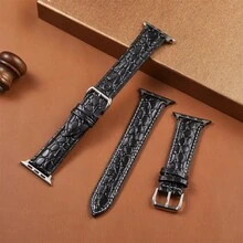 鳄鱼纹PU皮革表带，尺寸38/40/41/42/44/45/46/49mm，兼容 Series 11-1 SE Ultra 3 2 1，男女通用。 - 常規款 - 查看 7