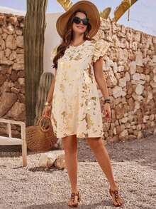 Vestido midi de manga corta con textura de unicolor para mujer de talla grande, atuendo de verano para mujer, atuendo de primavera para mujer, vestidos casuales para mujer, atuendos de vacaciones para mujer, atuendos de campo para mujer, atuendos de vacaciones de verano, vestido blanco de talla grande, vestidos casuales de talla grande, ropa de verano de talla grande para mujer, atuendos de verano de talla grande para mujer, ropa de talla grande para mujer, vestido de talla grande, vestido casual Zanzea para mujer de talla grande - Multicolor - Ver 7