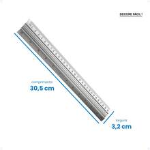 Decore Facil Réguas Alumínio 30cm Escolar Centímetros Polegadas Volta as Aulas Escritório Papelaria Inoxidável - 30cm - Visão 7