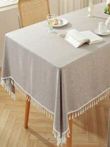 1件灰色亞麻長方形蕾絲桌巾，適用於自助餐派對、婚禮、餐飲、宴會、居家裝飾 - 灰色 - 查看 15