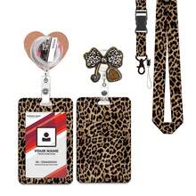 1pc (Badge Clip + Lanyard + Card Holder) Leopard Bow ID Badge Holder, Shiny Badge Reel With Rotating Clip, Nurse Name Card Holder With Retractable Clip, Medical Assistant Badge Buddy, Bus/Access Card Protector, Vertical Push-In Style Card Holder With Lanyard, For Doctors, Teachers, Office Workers, Nurses, Nurse Office Supplies Gift - Leopard Print - View 11
