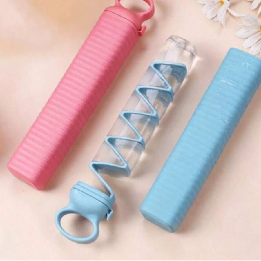 1pc Retractable Tray, Creative Mold, Household Ice Maker, Ice Pop Mold, Tray, Long Strip Silicone Tray, Portable Quick Maker, Kitchen Mold - Multicolor - View 1