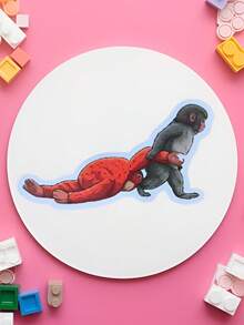 Monkey Punch Funny Sticker, Relatable Monday Mood Meme Sticker - Multicolor - View 12