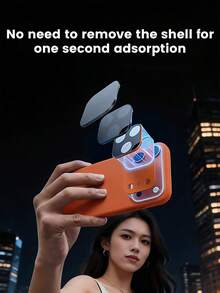 New UV Magnetic Filter + Magnetic Armor Base Smartphone Filter For IPhone 17 Pro Max/17 Pro, Photography Neutral Density Filter, Daily Protection + High-Definition Image Quality, Lens Anti-Scratch Anti-Drop, Clean And Transparent Shots, Magnetic Technology - Slouchy Man's Blessing, No Glue No Sticking | One Attach Instantly Stable | Precise Alignment, No Complex Installation, Just Attach And It's Fixed, No Trace When Removed, Reusable, Comes With Carrying Case For Convenient Everyday Use - Orange - View 7