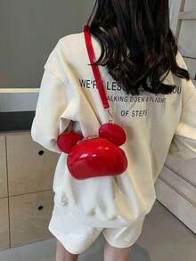 Fashion Spring/Summer Jelly Ear Design Cute Cartoon Mini Shoulder Crossbody Bag, Cell Phone Pouch, Coin Purse, Valentine's Day Gift - 黑色 - 查看 12