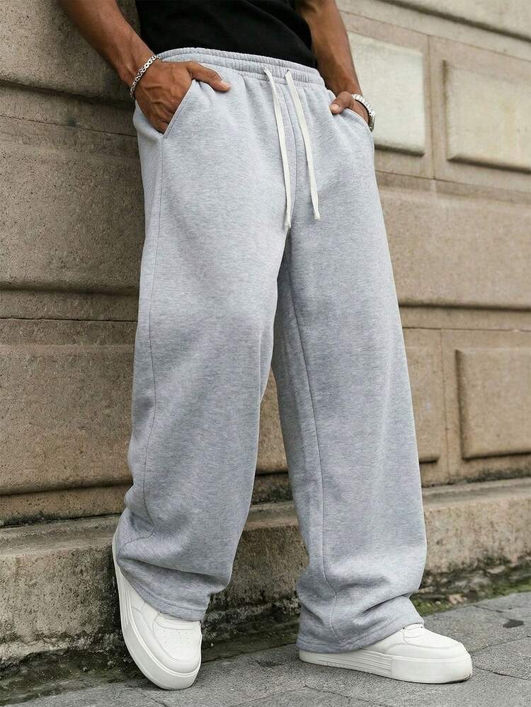 男士纯色简约百搭针织裤，适合运动和休闲穿着，时尚舒适。女士可将其作为礼物送给男友或丈夫。 - 灰色 - 查看 1