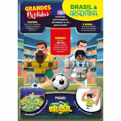 Livro Interativo Futebol Brasil X Argentina Com Campo Jogadores E Bola Infantil Copa do Mundo Para Crianças