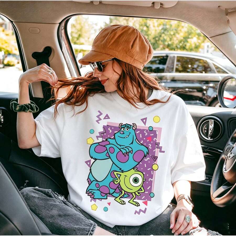 Loose Oversize Retro Disney Monsters Inc Characters Mike And Sulley Shirts,  Shirt, Disneyland Vacation, WDW Magic Kingdom Unisex T-Shirt - 白色 - 查看 1