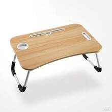Mesa Bandeja Plegable Multifuncional, Antideslizante, para Cama, Sofá y Piso, Ideal para Desayuno y Trabajo - Maple - Ver 6
