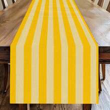 2/4/6pcs Yellow Striped Placemats, 1pc Yellow Striped Table Runner, Rectangular Linen Decorative Tablecloth, Suitable For Dining Room, Kitchen, Party And Other Occasions - Yellow - View 17