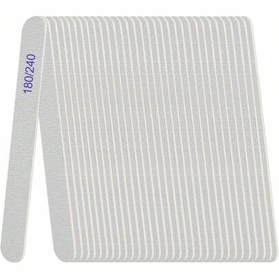 Bộ dũa móng tay 180/240 Grit, thích hợp cho móng tự nhiên, hai mặt bằng gỗ, dũa móng tay corundum, dụng cụ làm móng tay và móng chân chuyên nghiệp có thể tái sử dụng, dũa móng chân (24 món/bộ)